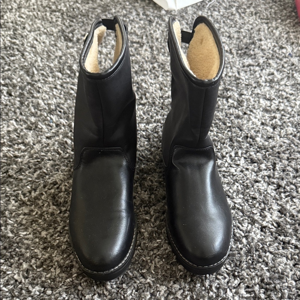 Nautica Oren Black Leather Boots with Warm Lining Size 8.5 - Picture 2 of 8
